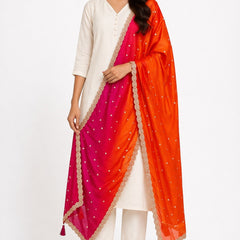 Desi Butik Royal Pink-Orange Ombre Dupatta