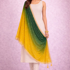 Desi Butik's Green-Yellow Ombre Dupatta