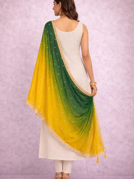 Desi Butik's Green-Yellow Ombre Dupatta DB2253