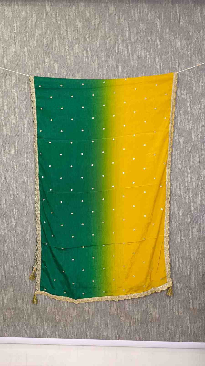 Desi Butik's Green-Yellow Ombre Dupatta DB2253