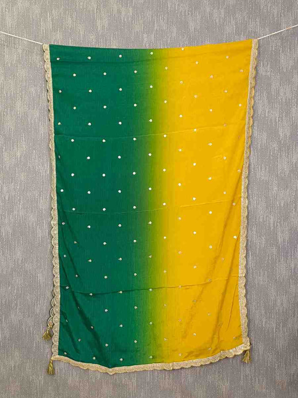 Desi Butik's Green-Yellow Ombre Dupatta DB2253