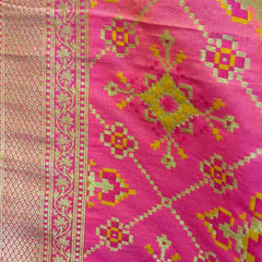 Desi Butik's Royal Pink Banarasi Silk dupata with Golden Zari Motifs