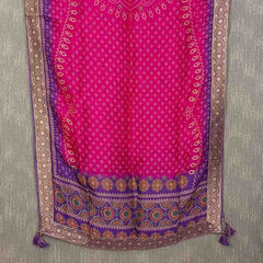 Desi Butik Rani Pink Bandhani Silk Dupatta with Royal Border DB2255