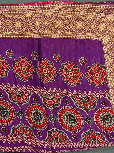 Desi Butik Rani Pink Bandhani Silk Dupatta with Royal Border