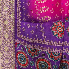 Desi Butik Rani Pink Bandhani Silk Dupatta with Royal Border DB2255