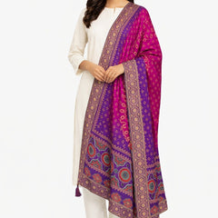 Desi Butik Rani Pink Bandhani Silk Dupatta with Royal Border DB2255