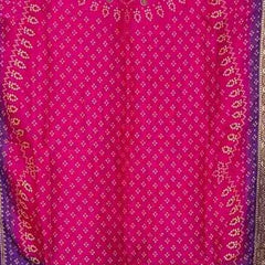 Desi Butik Rani Pink Bandhani Silk Dupatta with Royal Border DB2255