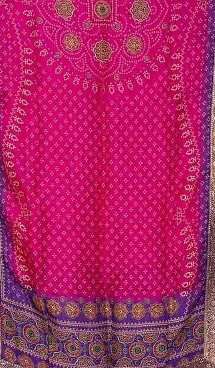 Desi Butik Rani Pink Bandhani Silk Dupatta with Royal Border DB2255