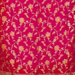 Desi Butik Rani Pink Banarasi Silk Dupatta with Floral Jaal DB2256