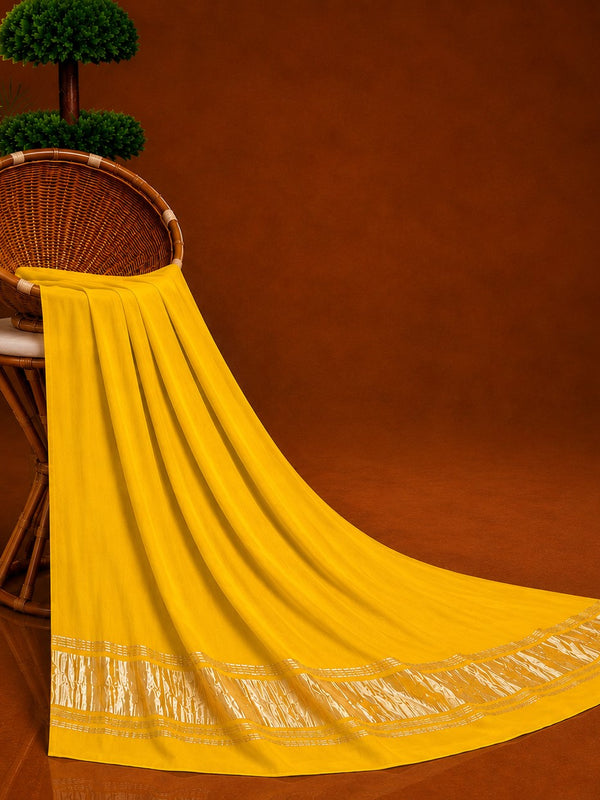 Desi Butik Women’s Yellow Gaji Silk Solid Dupatta DB2257