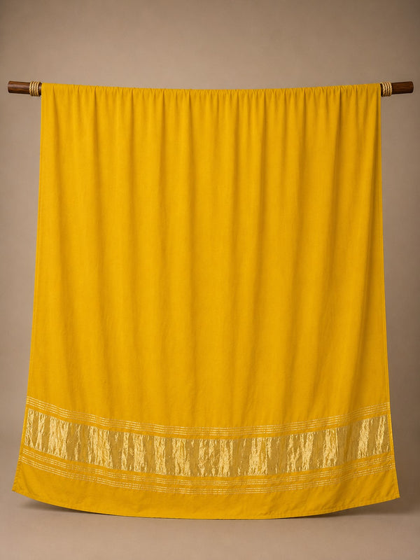 Desi Butik Women’s Yellow Gaji Silk Solid Dupatta DB2257