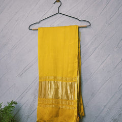 Desi Butik Women’s Yellow Gaji Silk Solid Dupatta DB2257