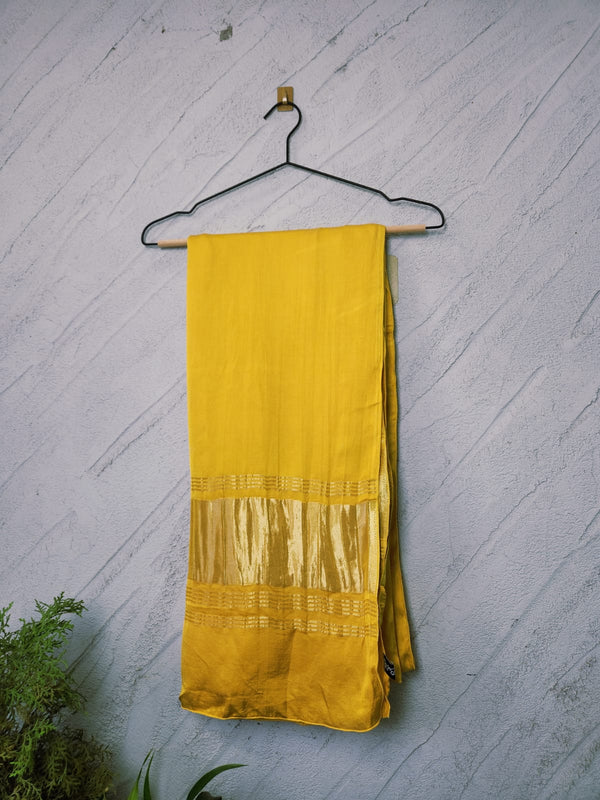 Desi Butik Women’s Yellow Gaji Silk Solid Dupatta DB2257