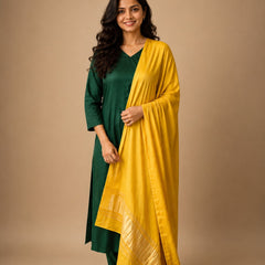 Desi Butik Women’s Yellow Gaji Silk Solid Dupatta DB2257