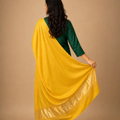 Desi Butik Women’s Yellow Gaji Silk Solid Dupatta DB2257