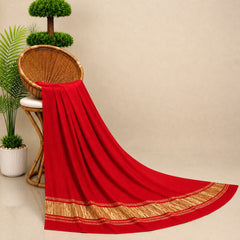 Desi Butik Women’s Red Gaji Silk Solid Dupatta DB2258