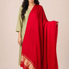 Desi Butik Women’s Red Gaji Silk Solid Dupatta DB2258