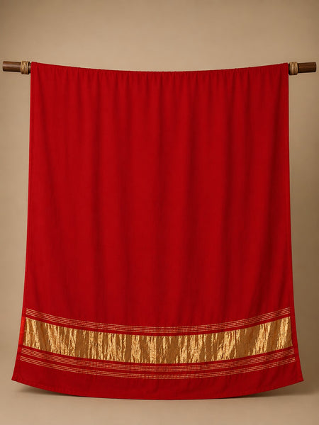 Desi Butik Women’s Red Gaji Silk Solid Dupatta DB2258