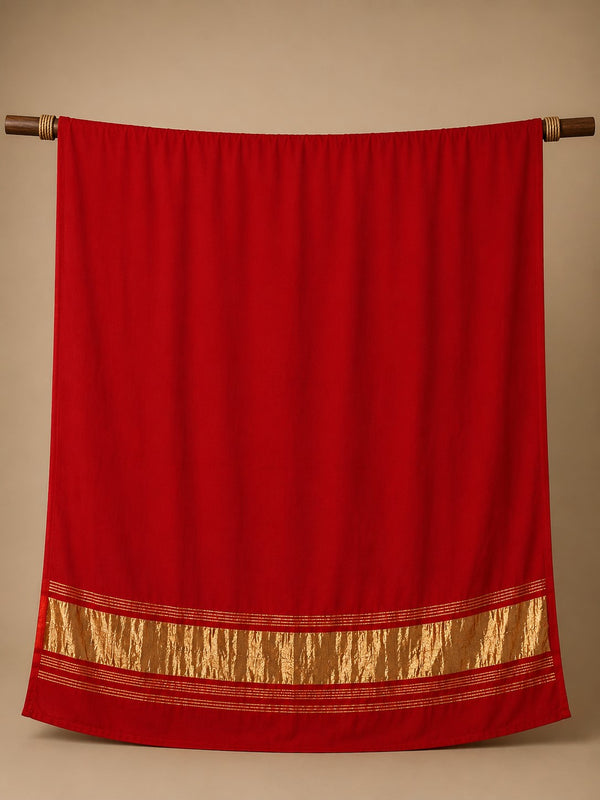 Desi Butik Women’s Red Gaji Silk Solid Dupatta DB2258