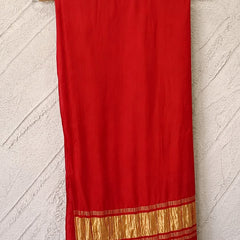 Desi Butik Women’s Red Gaji Silk Solid Dupatta DB2258