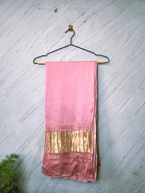 Desi Butik Women’s Peach Gaji Silk Solid Dupatta DB2259