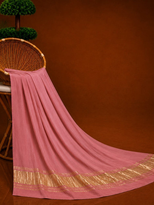Desi Butik Women’s Peach Gaji Silk Solid Dupatta DB2259