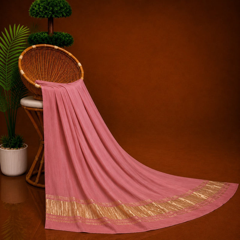 Desi Butik Women’s Peach Gaji Silk Solid Dupatta DB2259