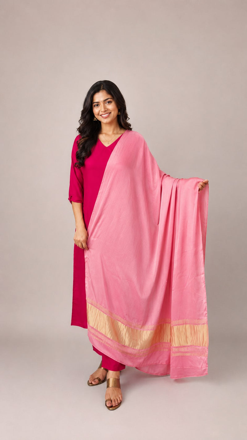 Desi Butik Women’s Peach Gaji Silk Solid Dupatta DB2259