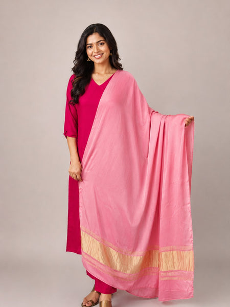 Desi Butik Women’s Peach Gaji Silk Solid Dupatta DB2259
