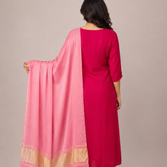 Desi Butik Women’s Peach Gaji Silk Solid Dupatta DB2259