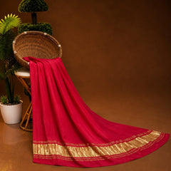Desi Butik Women’s Rani Pink Gaji Silk Solid Dupatta DB2260