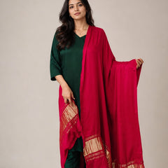 Desi Butik Women’s Rani Pink Gaji Silk Solid Dupatta DB2260