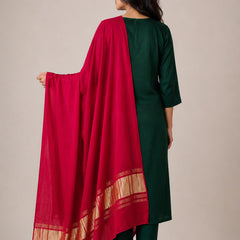 Desi Butik Women’s Rani Pink Gaji Silk Solid Dupatta DB2260