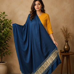 Desi Butik Women’s Navy Blue Gaji Silk Solid Dupatta DB2261