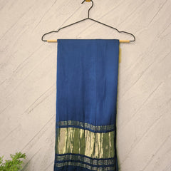 Desi Butik Women’s Navy Blue Gaji Silk Solid Dupatta DB2261