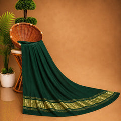 Desi Butik Women’s Bottle Green Gaji Silk Solid Dupatta DB2262