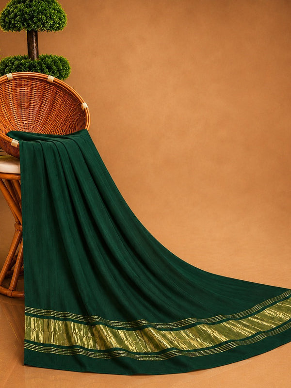 Desi Butik Women’s Bottle Green Gaji Silk Solid Dupatta DB2262