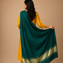 Desi Butik Women’s Bottle Green Gaji Silk Solid Dupatta DB2262