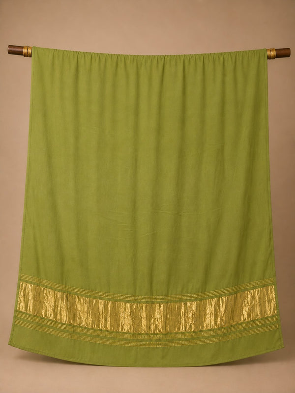 Desi Butik Women’s Olive Green Gaji Silk Solid Dupatta DB2263