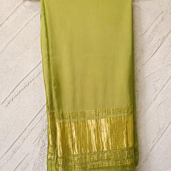 Desi Butik Women’s Olive Green Gaji Silk Solid Dupatta DB2263