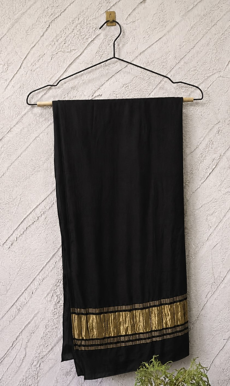 Desi Butik Women’s Black Gaji Silk Solid Dupatta DB2264