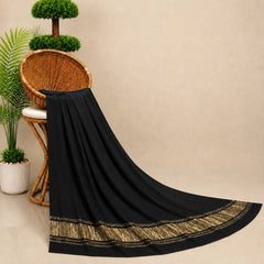 Desi Butik Women’s Black Gaji Silk Solid Dupatta DB2264