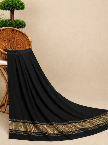 Desi Butik Women’s Black Gaji Silk Solid Dupatta DB2264