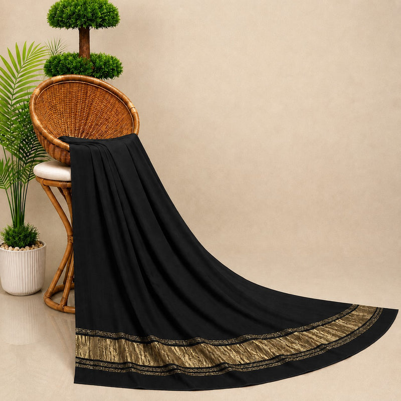 Desi Butik Women’s Black Gaji Silk Solid Dupatta DB2264