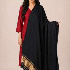 Desi Butik Women’s Black Gaji Silk Solid Dupatta DB2264