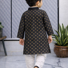 Boys Printed Pure Cotton Ethnic Kurta Set with Trousers