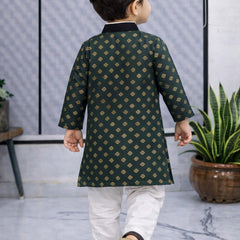 Boys  Printed Pure Cotton Ethnic Kurta Set with Trousers