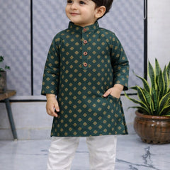 Boys  Printed Pure Cotton Ethnic Kurta Set with Trousers