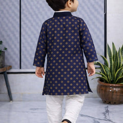 Boys Printed Pure Cotton Ethnic Kurta Set with Trousers