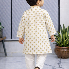 Boys Printed Pure Cotton Ethnic Kurta Set with Trousers